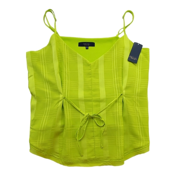 "NWT** RACHEL RACHEL ROY‎ "APRIL" LIME GREEN adjustable strap front tie Camisole - Picture 3 of 9